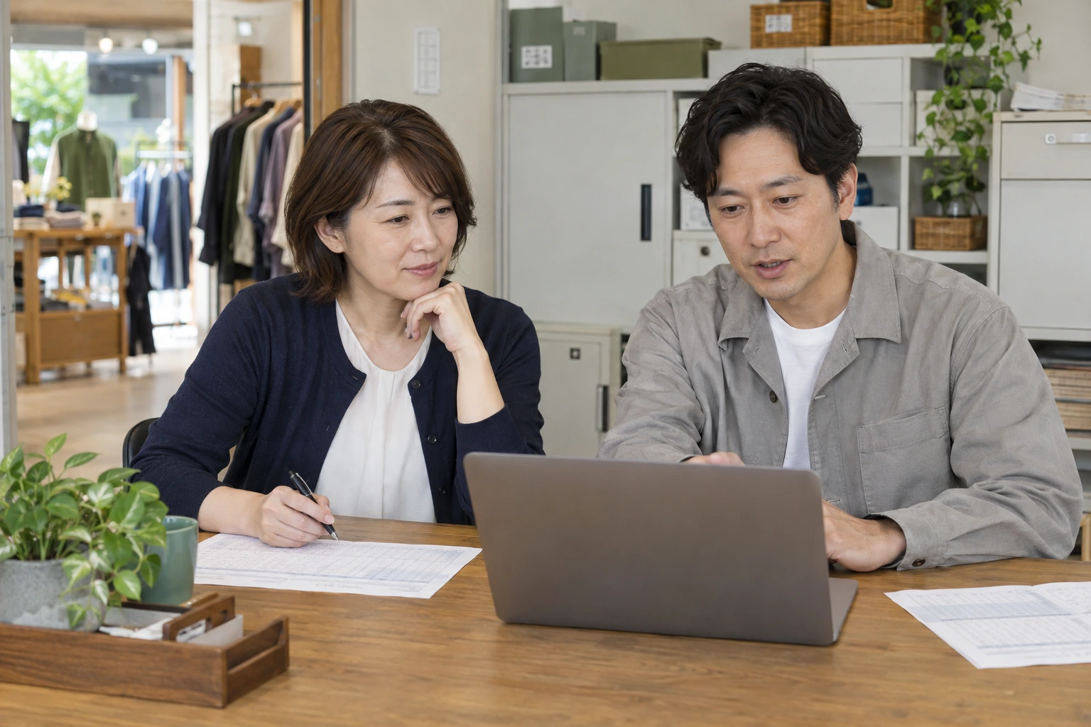 小規模チェーンの担当者が複数店舗のシフトを確認している様子